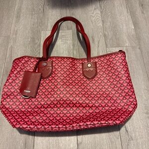 Bally Red and Pink Heart Pattern Tote Bag